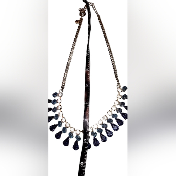 J CREW Rhinestone Sapphire Blue Lt Blue Clear Crystal Statement Necklace - Picture 4 of 4